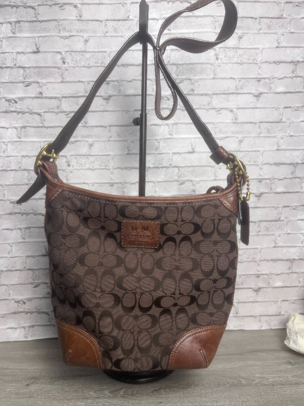 Vintage Chocolate Brown Coach Signature C Bucket Bag 12390 Bleecker Bag